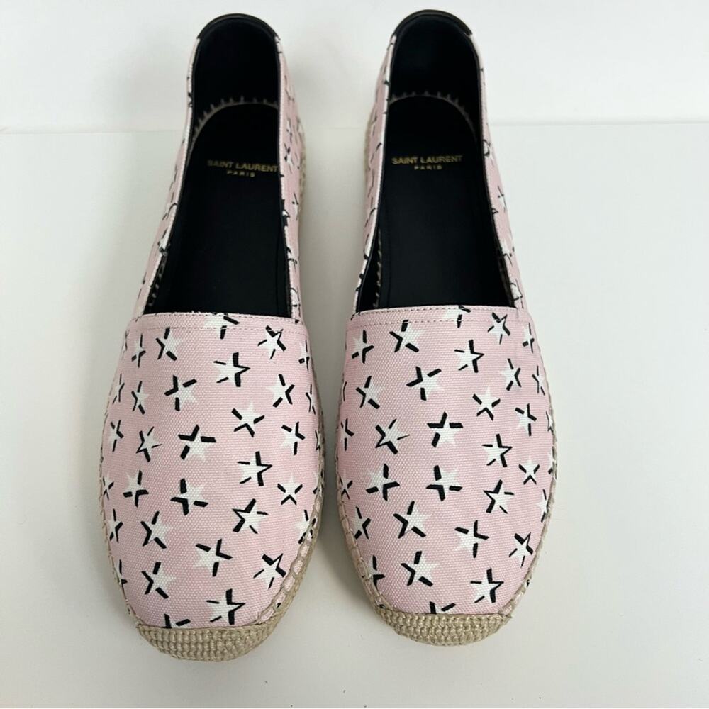 NWT Saint Laurent Espadrilles Solaris Canvas Star Print Pink Black EU 39.5 $750 - Picture 3 of 12